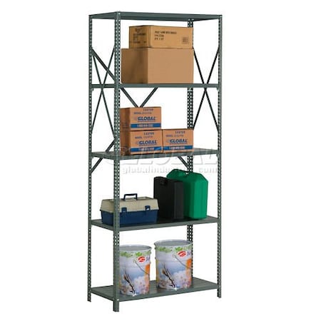 Global Industrial 5 Shelf, 20 Ga Open Steel Shelving Unit, 36inW x 18inD x 85inH, Gray 234193A